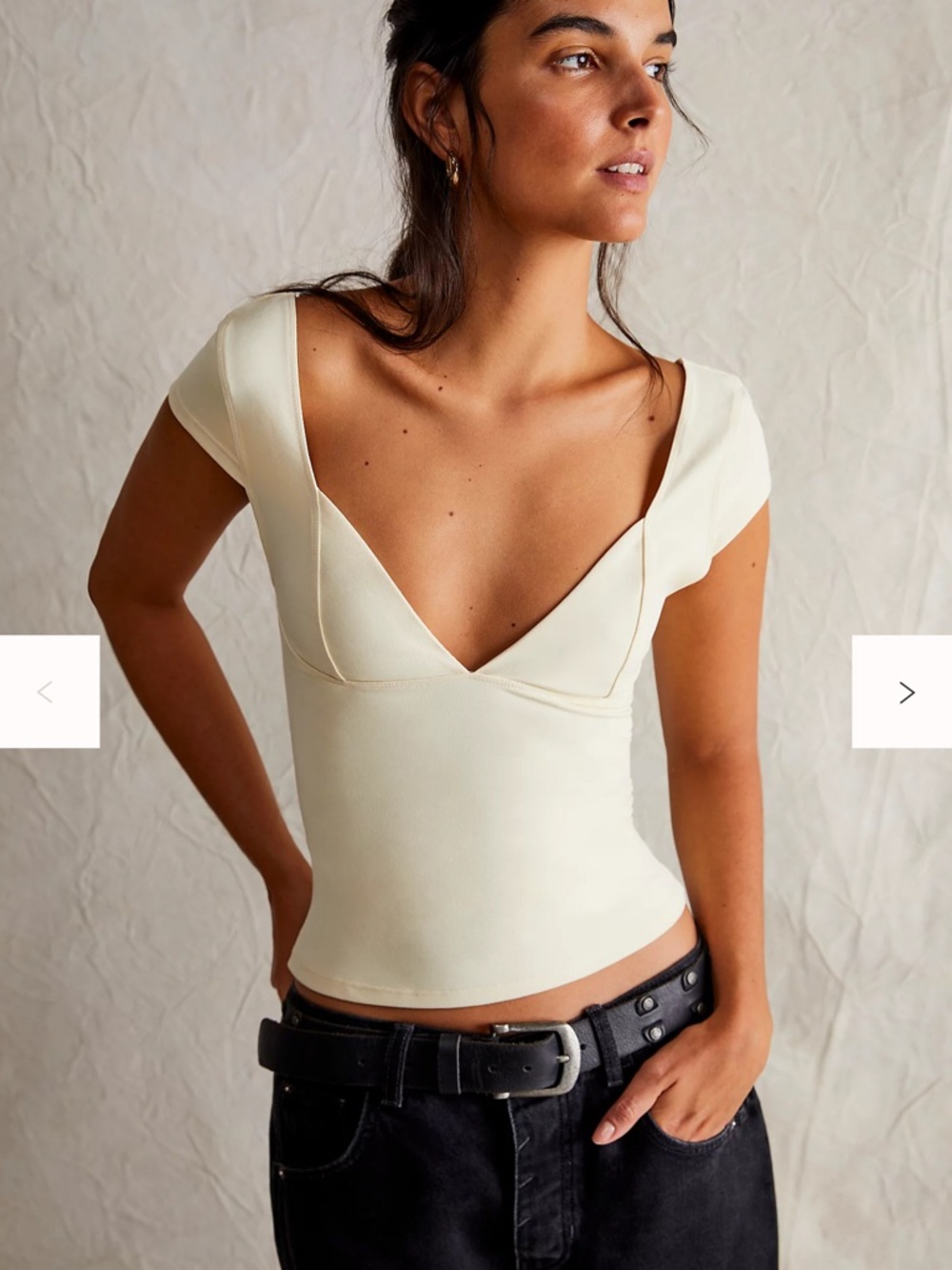 Free People Deep V Cap Sleeve Crop Top Duo Corset Cami